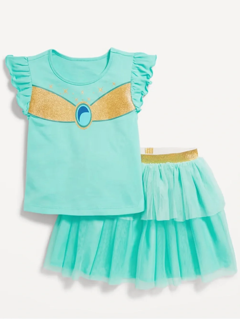 NWT Old Navy Disney Princess Jasmine Girls Tee and Skirt Matching Set 4T